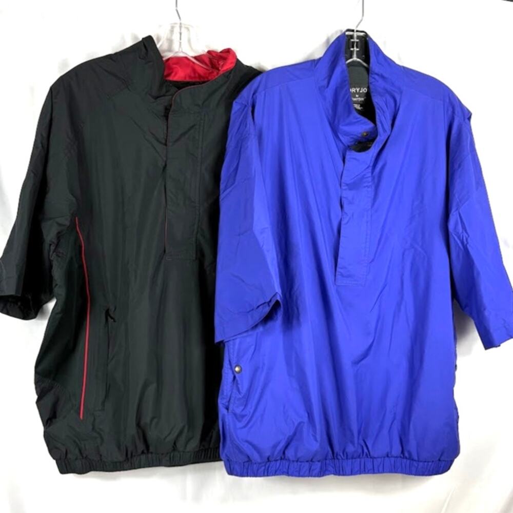 2 xDRYJOYS by Footjoy L 1/4 Zip Snap Pullover Windbreaker Golf Short Sleeve